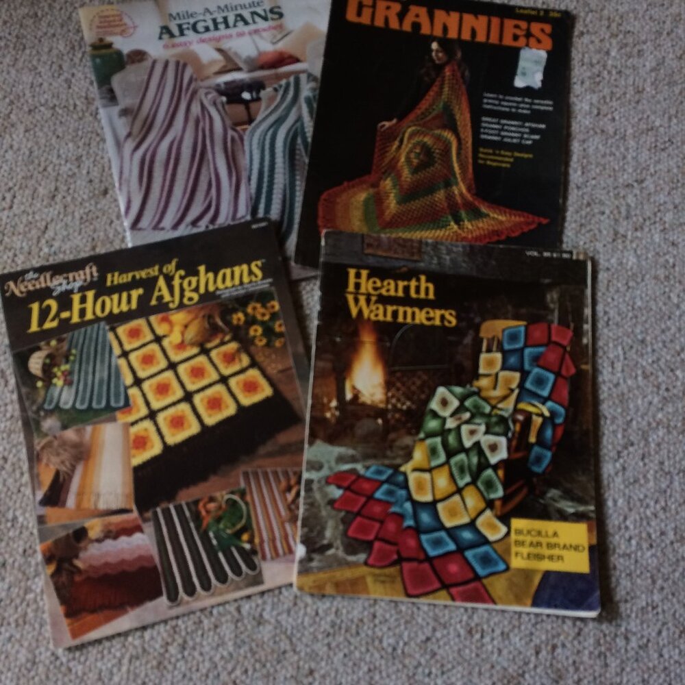 Crochet Afghan Pattern Booklets Bundle of 4